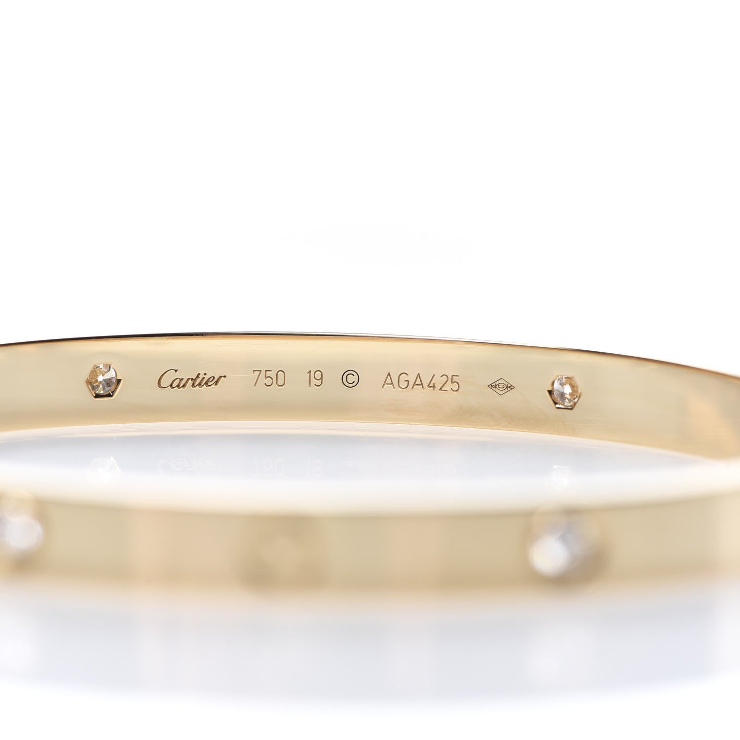 Cartier 18K Yellow Gold 4 Diamond LOVE Bracelet 19 4 of 8