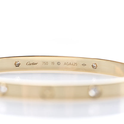 Cartier 18K Yellow Gold 4 Diamond LOVE Bracelet 19 4 of 8