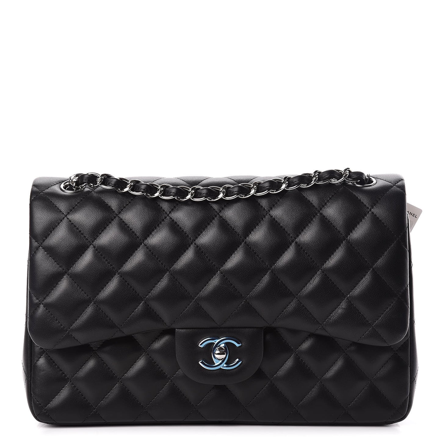 Lambskin Quilted Jumbo Double Flap Black