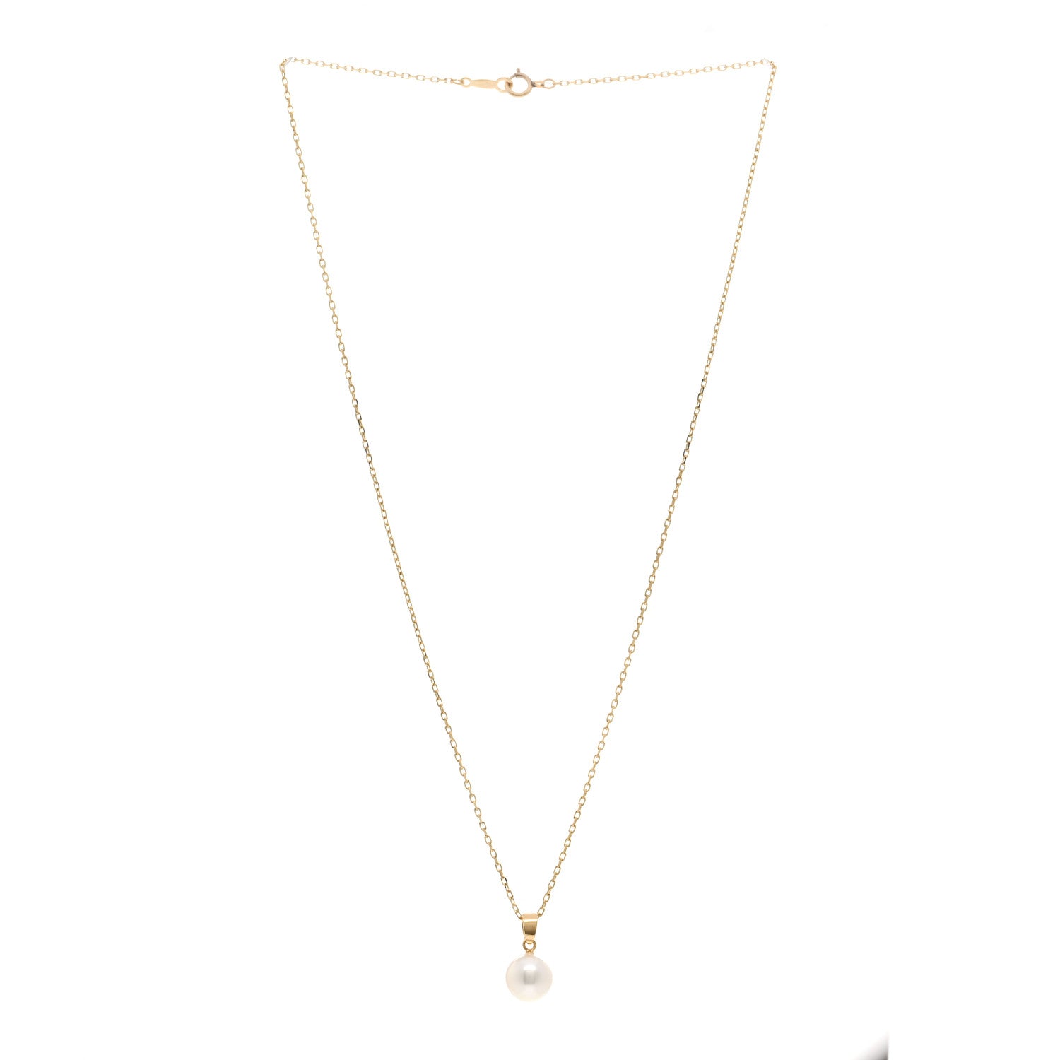Mikimoto 18K Yellow Gold 8mm Akoya Pearl Drop Pendant Necklace 3 of 4