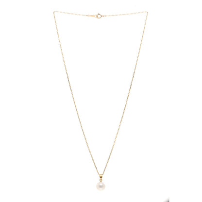 Mikimoto 18K Yellow Gold 8mm Akoya Pearl Drop Pendant Necklace 3 of 4