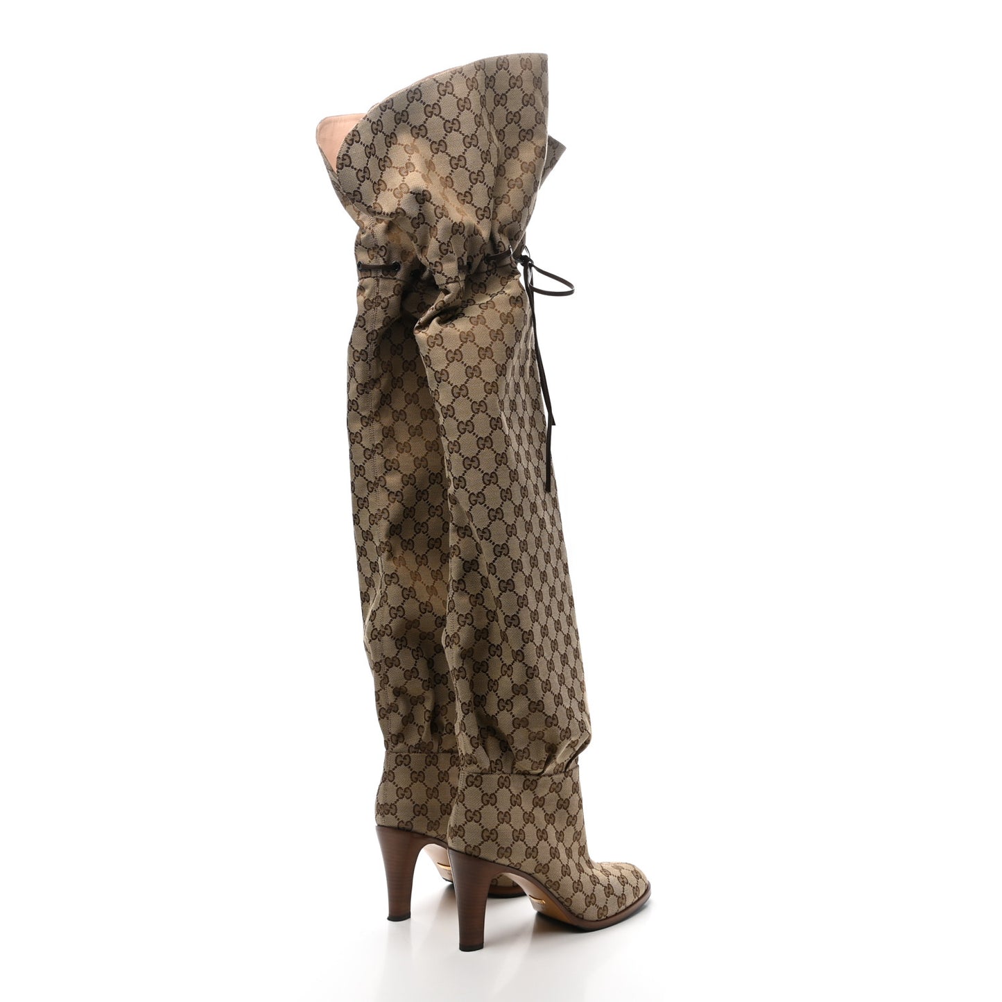 Monogram Over the Knee Boots 40.5 Beige Ebony