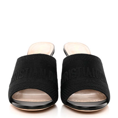 Christian Dior Cotton Embroidered Dway 85mm Slide Sandals 36.5 Black 2 of 9