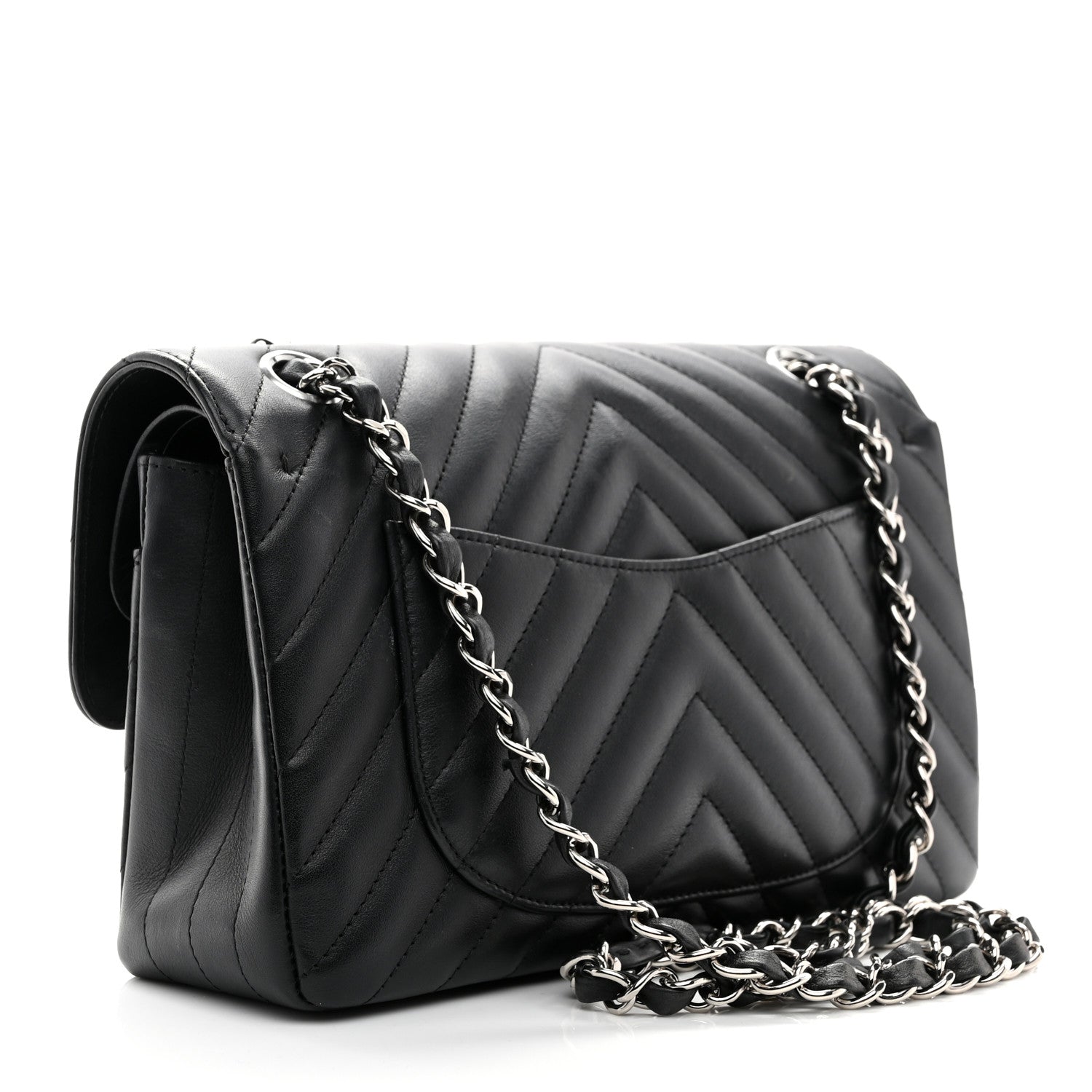 Chanel Calfskin Chevron Quilted Small Double Flap Black 3 of 10