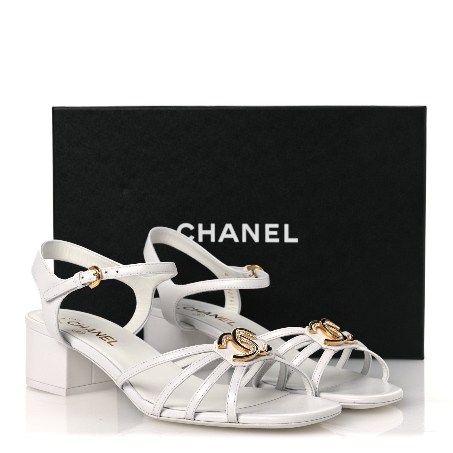 Chanel Lambskin Crystal CC Sandals 40 White 1871023 – FASHIONPHILE