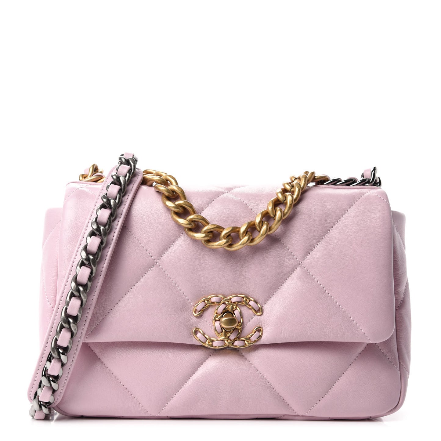 Lambskin Quilted Medium 19 Flap Light Pink