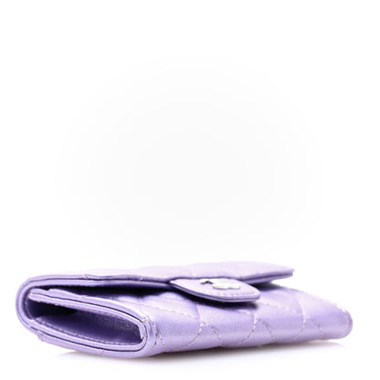 Chanel Metallic Lambskin Quilted Flap Card Holder Wallet Purple 4 of 8