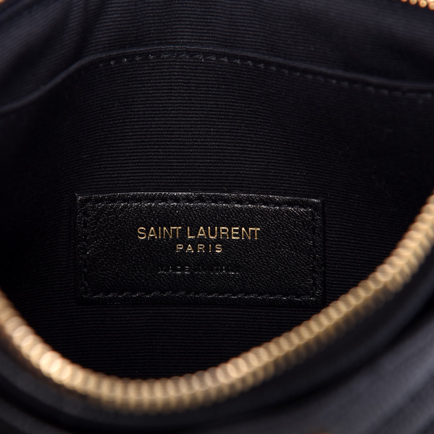 Saint Laurent Grain De Poudre Chevron Monogram Bill Pouch Black 6 of 6