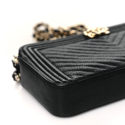 Chanel Caviar Chevron Small Boy Clutch With Chain Black 10 of 13