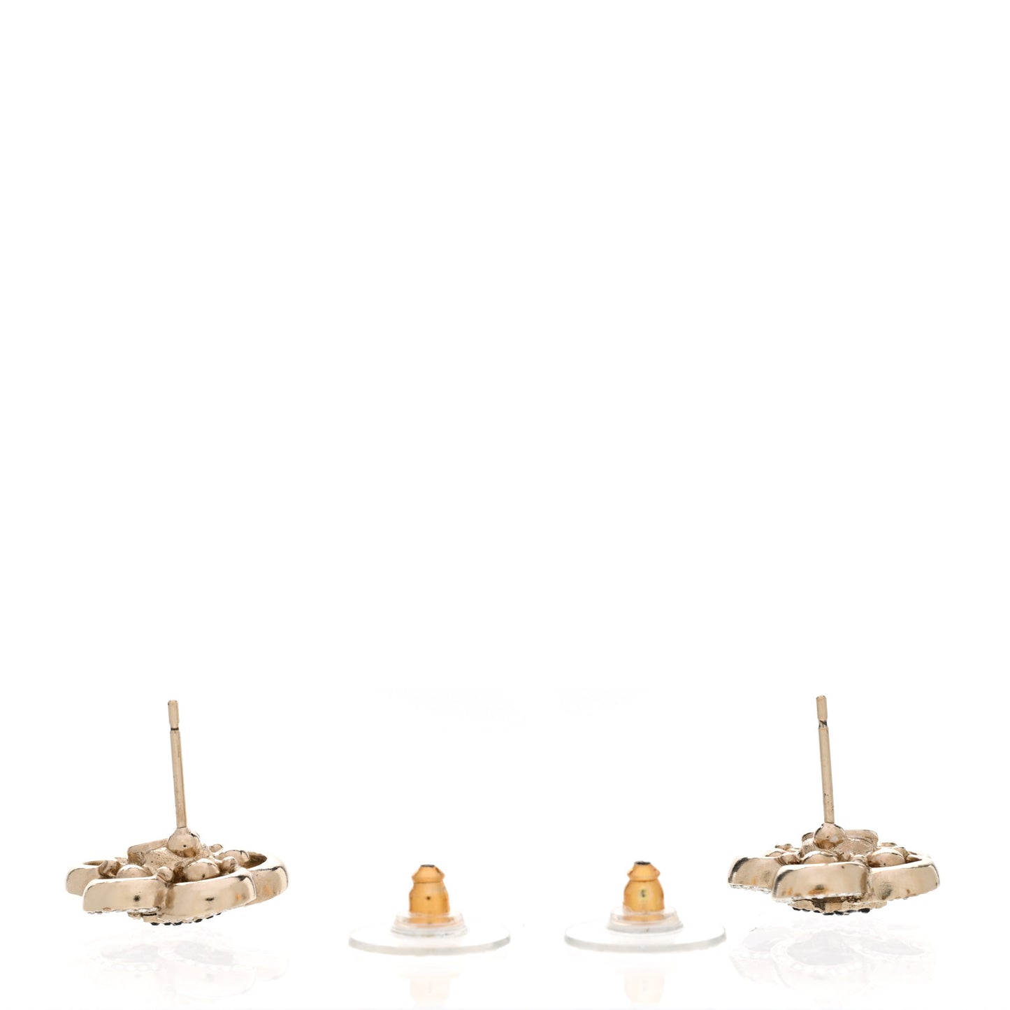 Crystal CC Camellia Earrings Black Gold