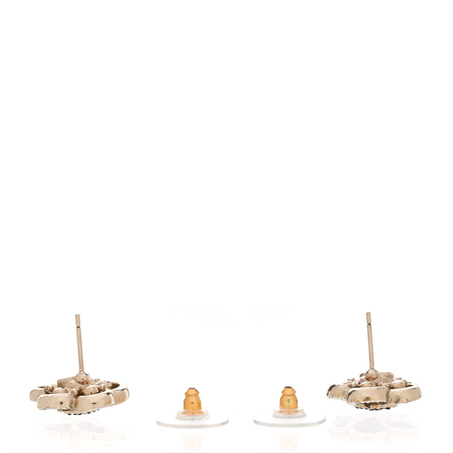 Chanel Crystal CC Camellia Earrings Black Gold 3 of 5