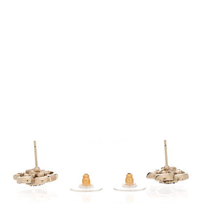 Chanel Crystal CC Camellia Earrings Black Gold 3 of 5