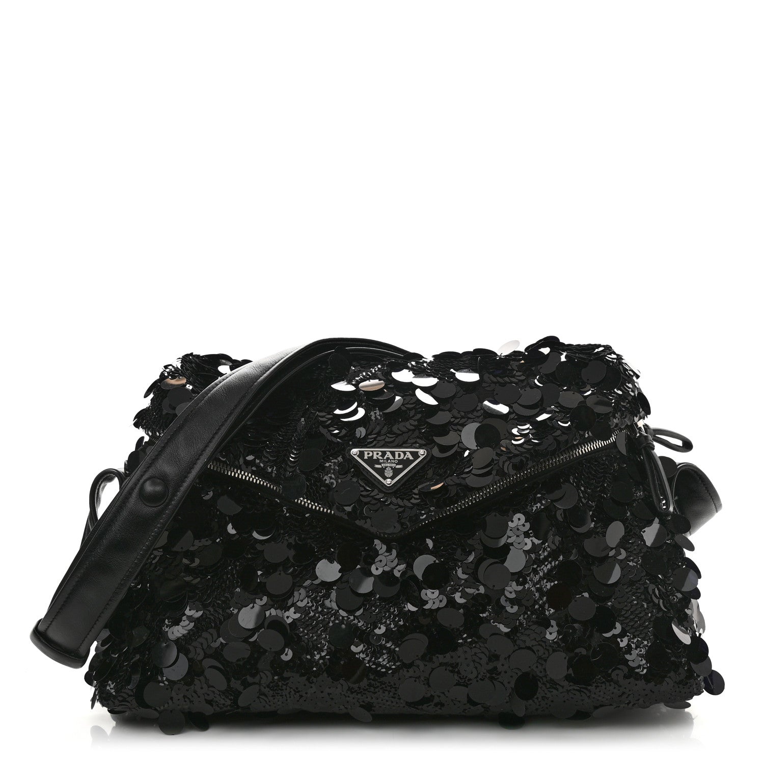 Prada Paillettes Vitello Signaux Bag Black 1 of 17