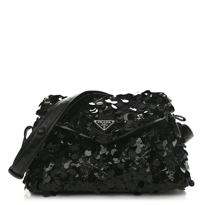 Prada Paillettes Vitello Signaux Bag Black 1 of 17