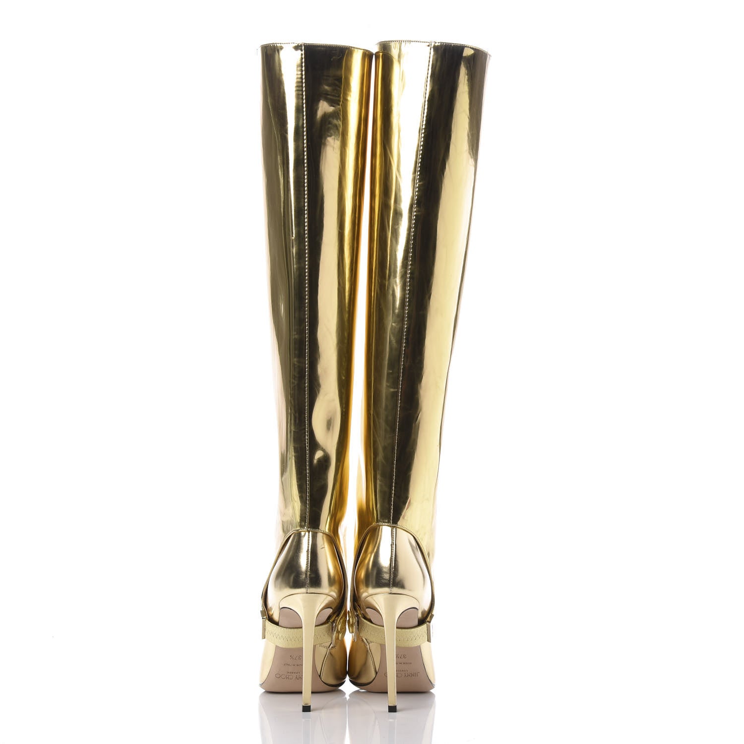 Jimmy Choo Metallic Mirror Calfskin Hurley 100 Convertible Knee High Boots 37.5 Gold 7 of 15