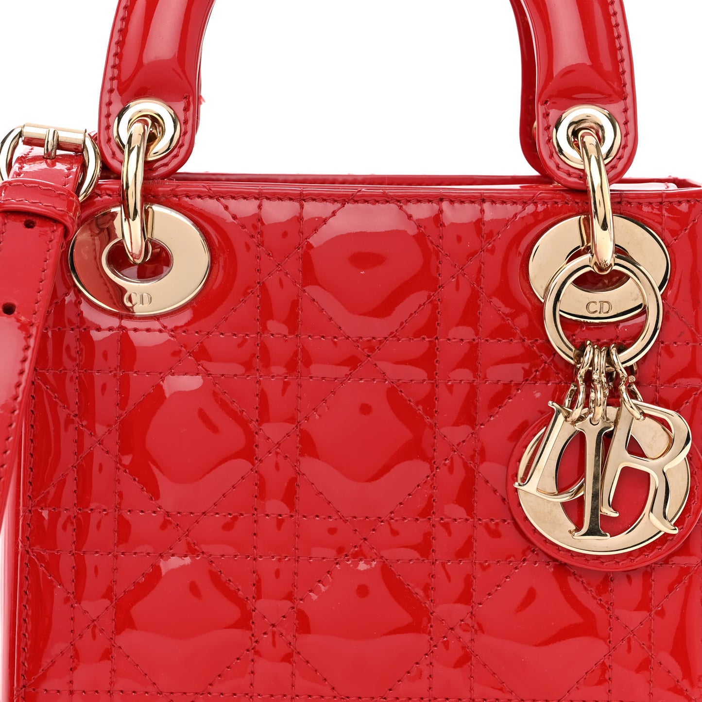 Patent Cannage Mini Lady Dior Red