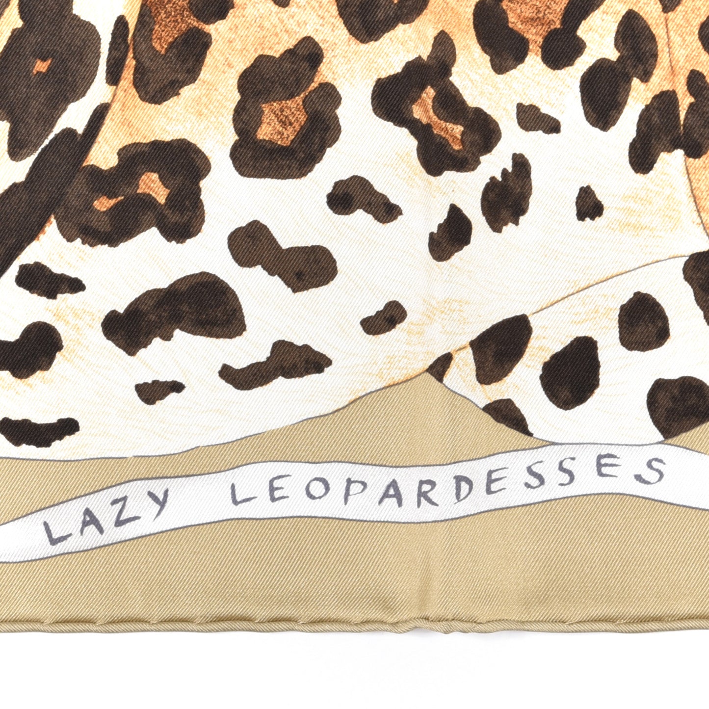 Silk Twill Lazy Leopardesses Scarf 90 Camel Anthracite