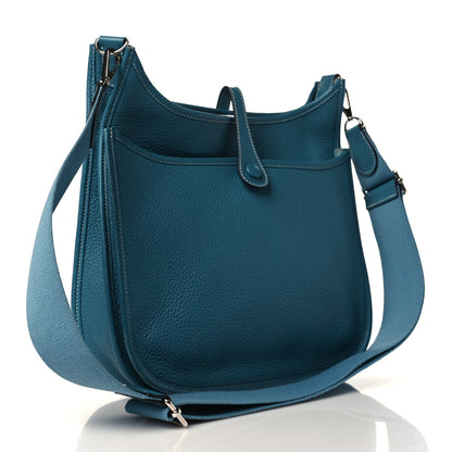 Hermes Taurillon Clemence Evelyne III PM Blue Jean 3 of 9