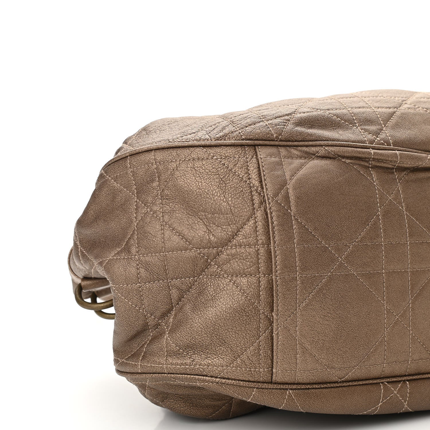 Christian Dior Metallic Lambskin Drawstring Cannage Flap Bag Bronze 9 of 10
