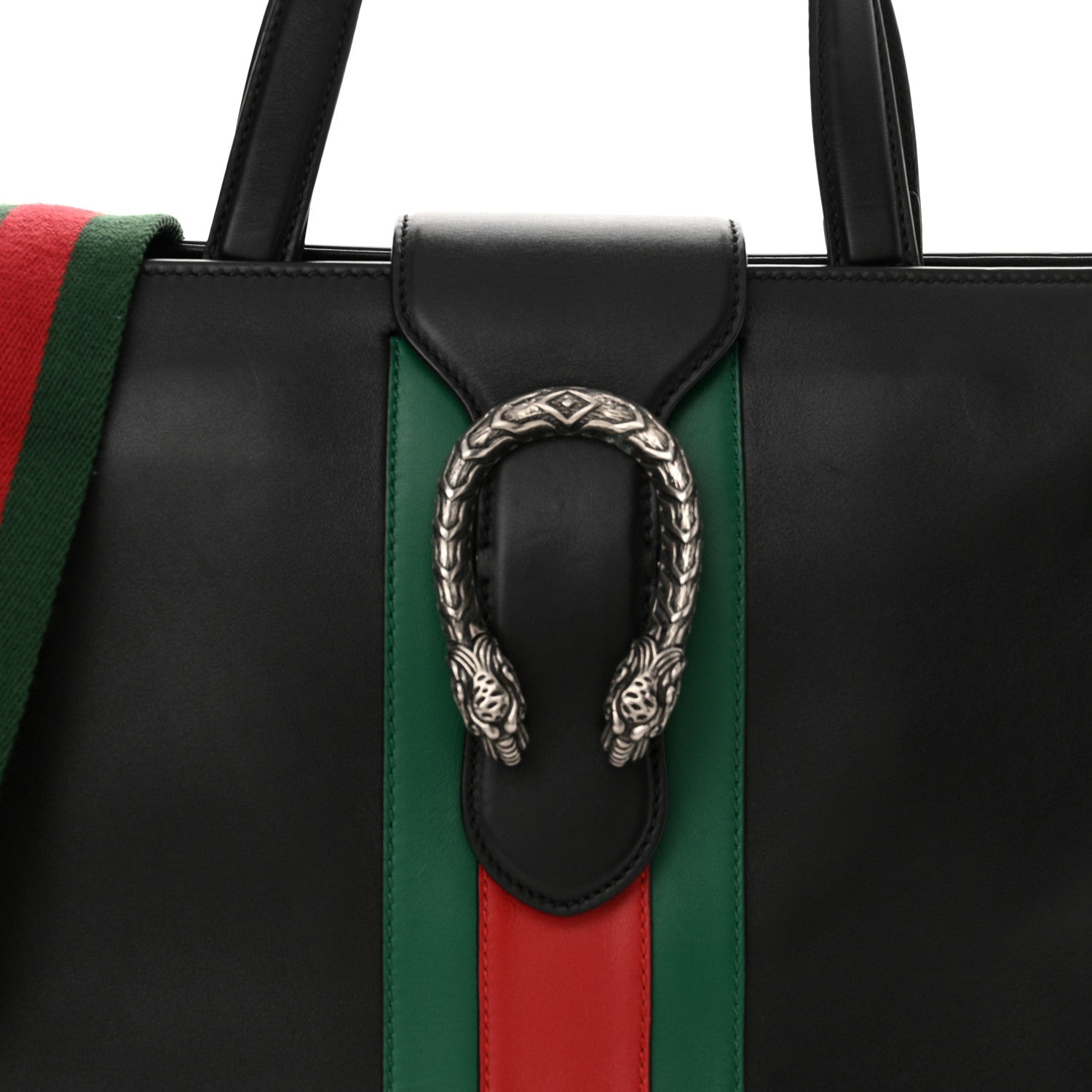 Gucci Calfskin Web Medium Dionysus Tote Bag Black 8 of 11