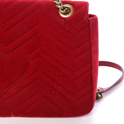 Gucci Velvet Matelasse Medium GG Marmont Shoulder Bag Hibiscus Red 17 of 18