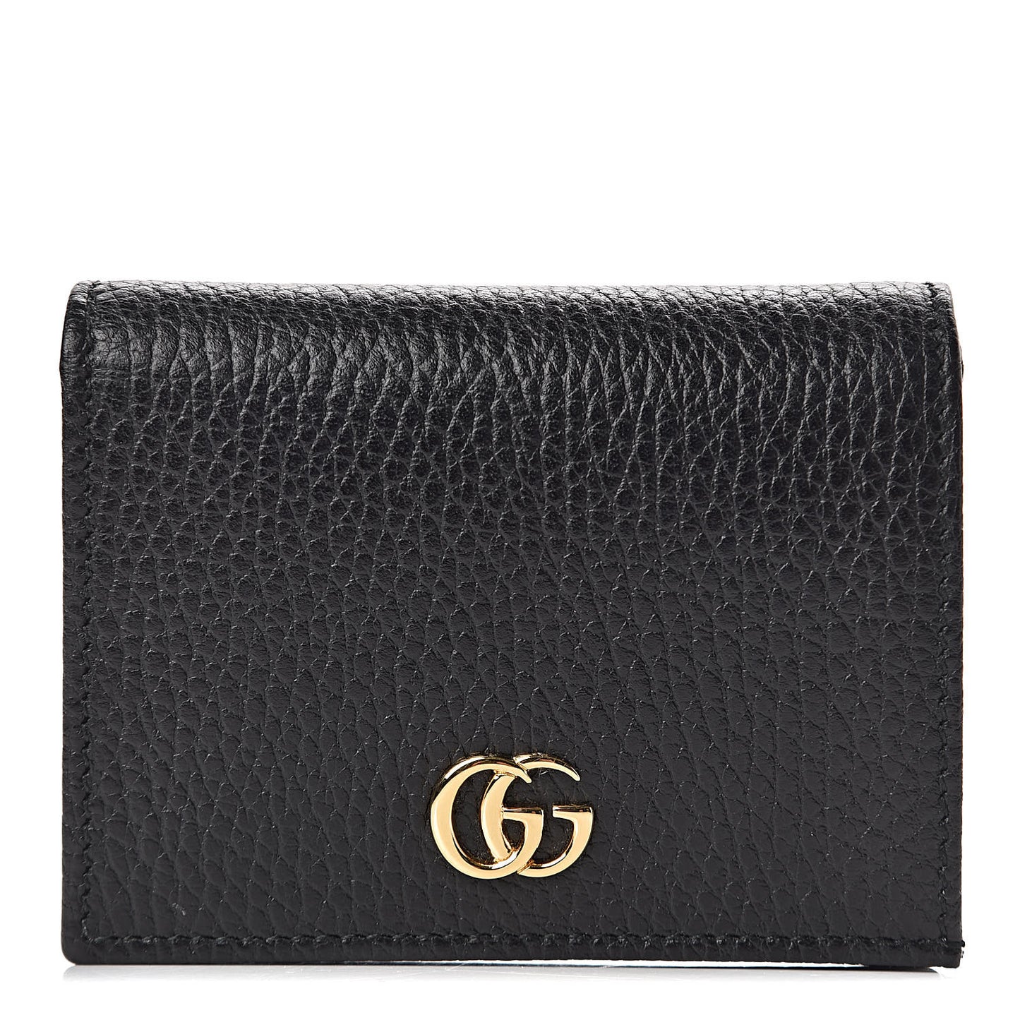 Pebbled Calfskin GG Marmont Card Case Black