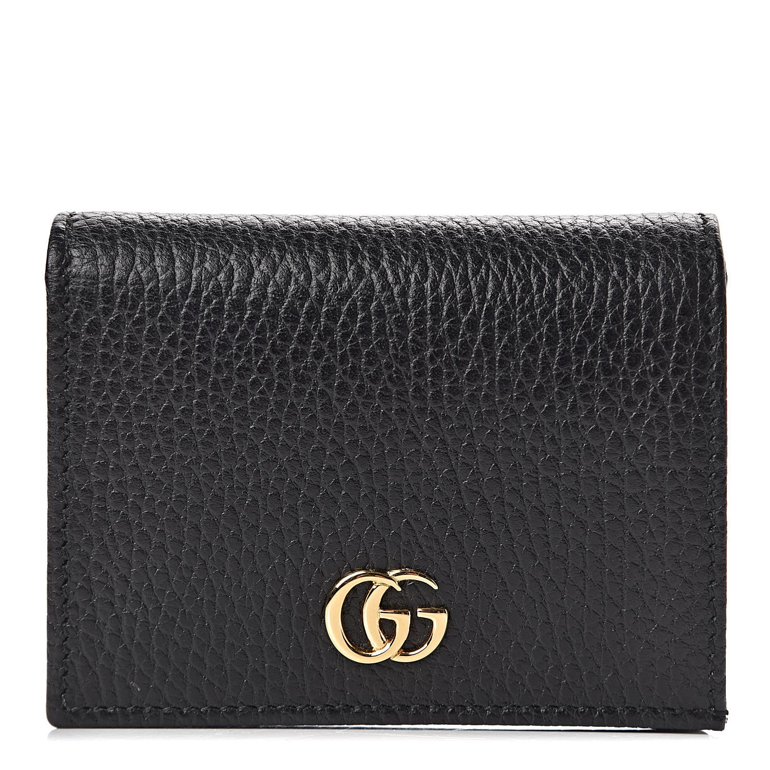 Gucci Pebbled Calfskin GG Marmont Card Case Black 1 of 9