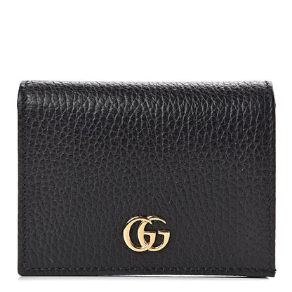 Gucci Pebbled Calfskin GG Marmont Card Case Black 1 of 9