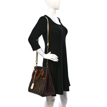 Louis Vuitton Calfskin Monogram Fold Tote MM Black Wine Cream 2 of 9