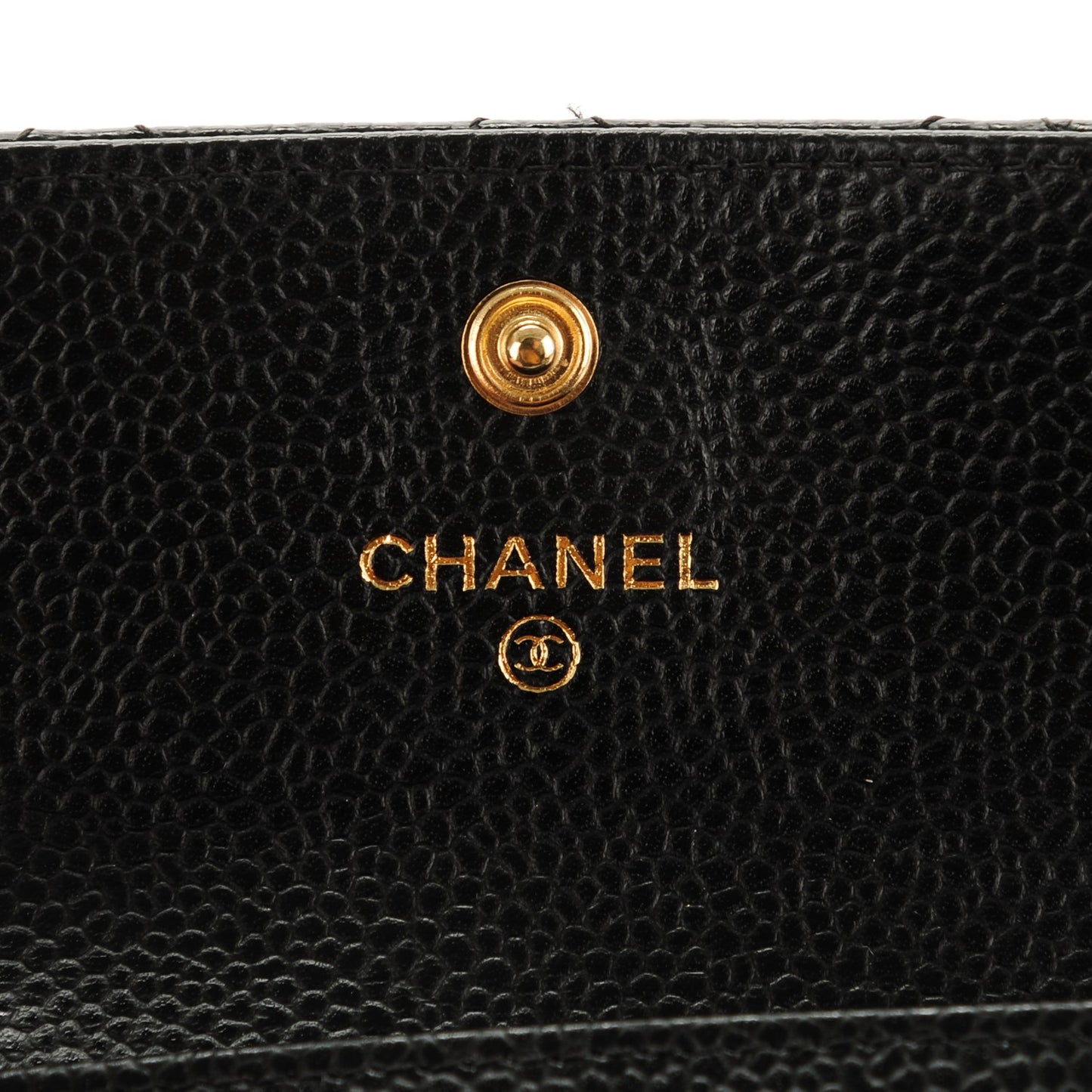 Caviar Quilted Flap Card Holder Black