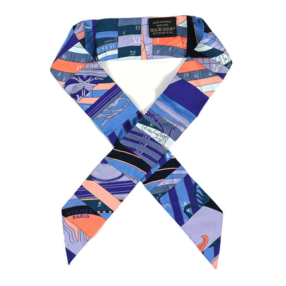 Hermes Silk Astrologie Nouvelle Twilly Ultraviolet Bleu Corail 1 of 3