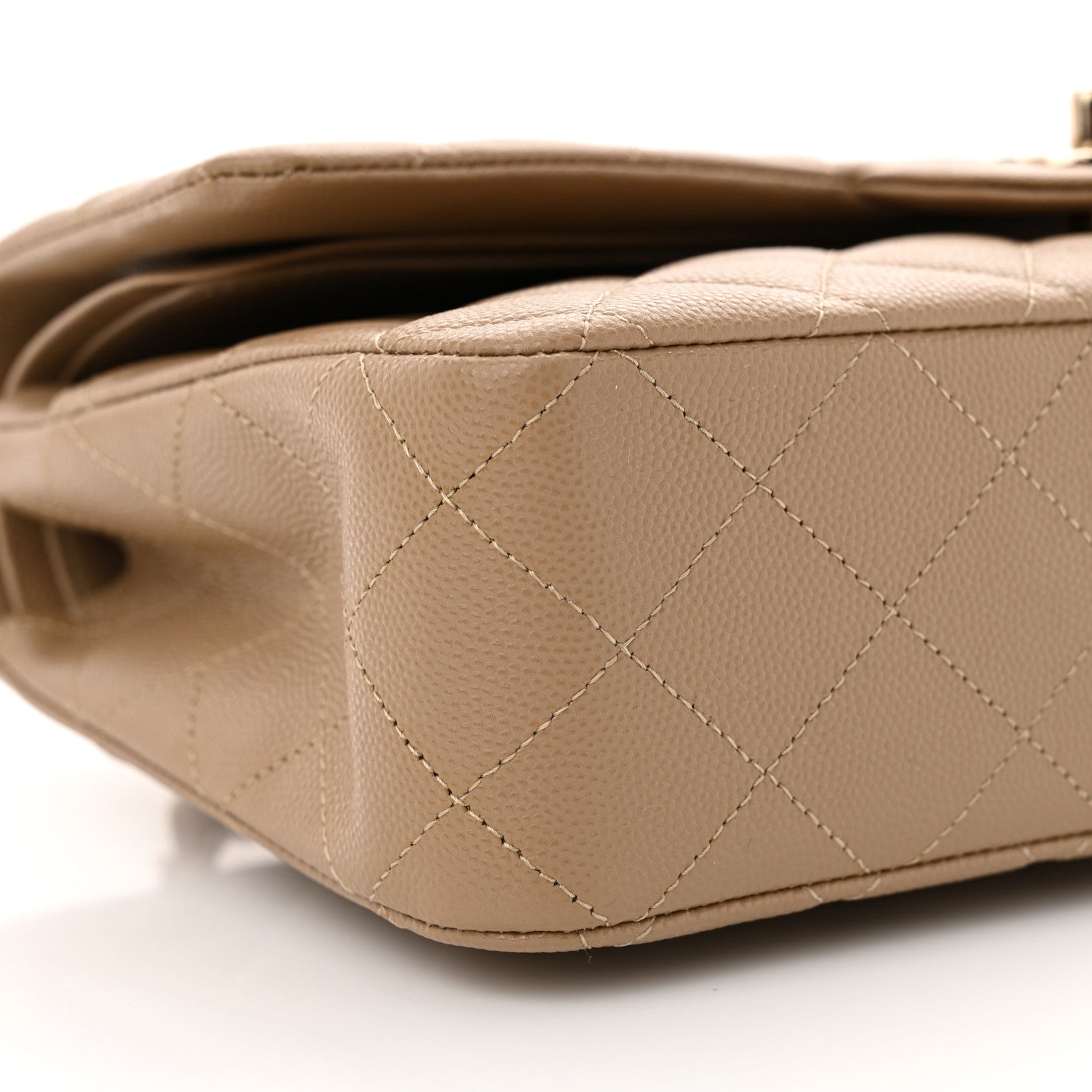 Chanel Caviar Quilted Medium Double Flap Dark Beige 9 of 10