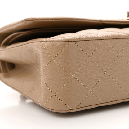 Chanel Caviar Quilted Medium Double Flap Dark Beige 9 of 10