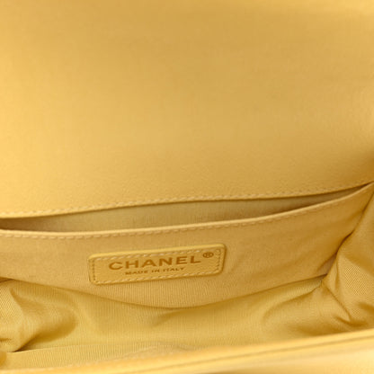 Chanel Caviar Chevron Quilted Small Boy Flap Yellow 5 of 10