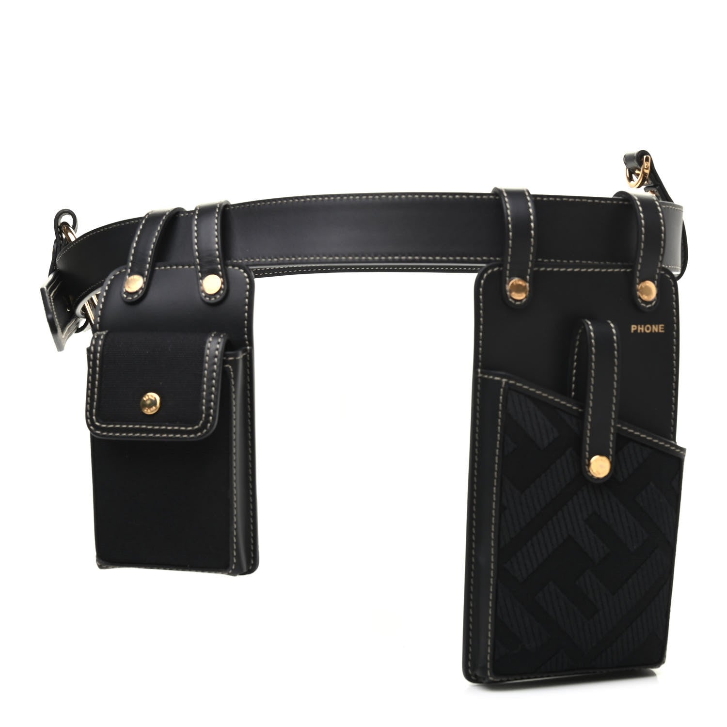 Fendi Calfskin Canvas Multi Accessory Belt Black 1 of 5