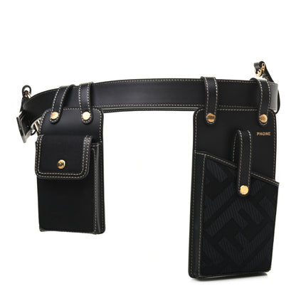 Fendi Calfskin Canvas Multi Accessory Belt Black 1 of 5