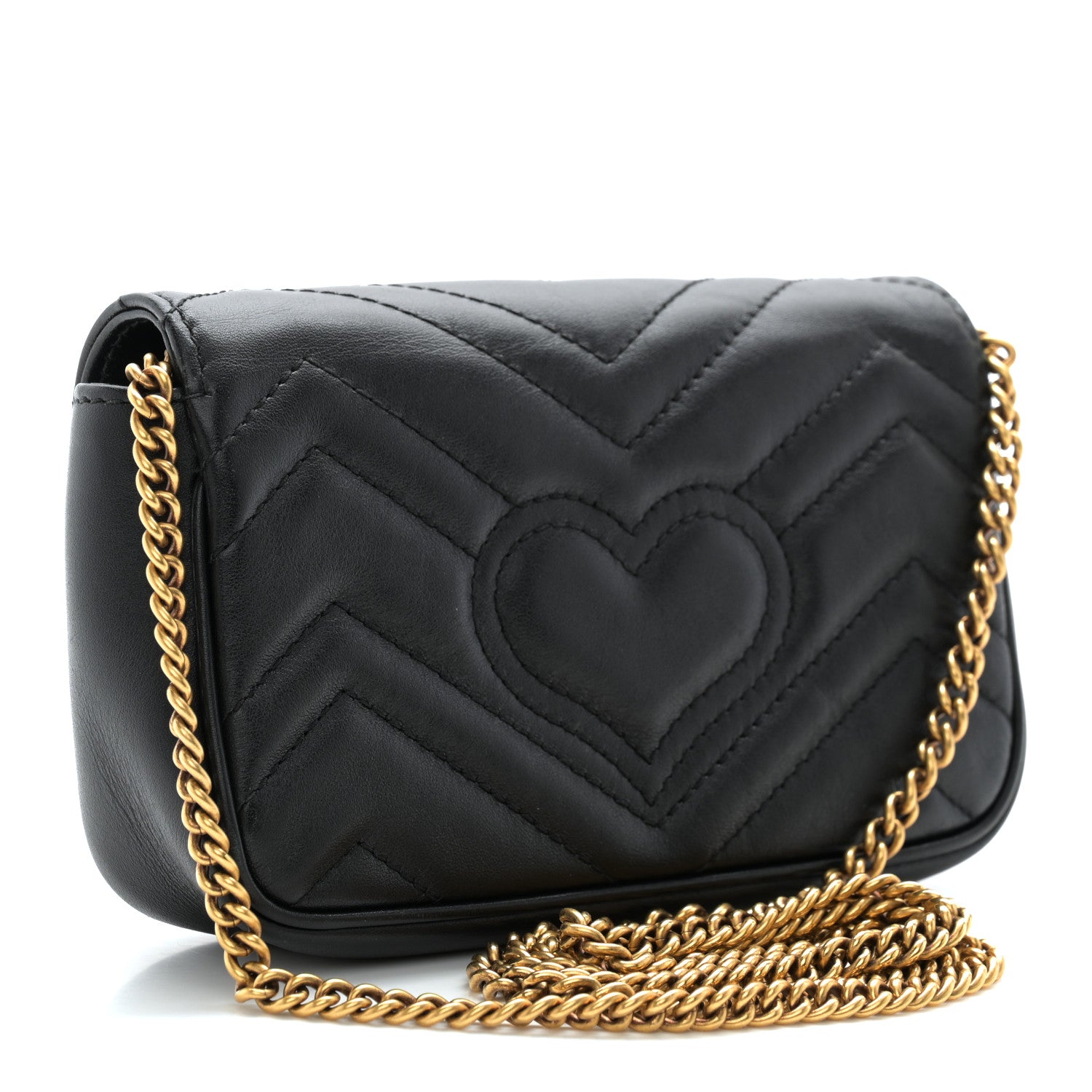 Gucci Calfskin Matelasse Super Mini GG Marmont Shoulder Bag Black 3 of 11