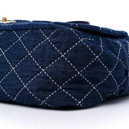 Chanel Denim Quilted Large Express Bowling Bag Blue 9 of 9