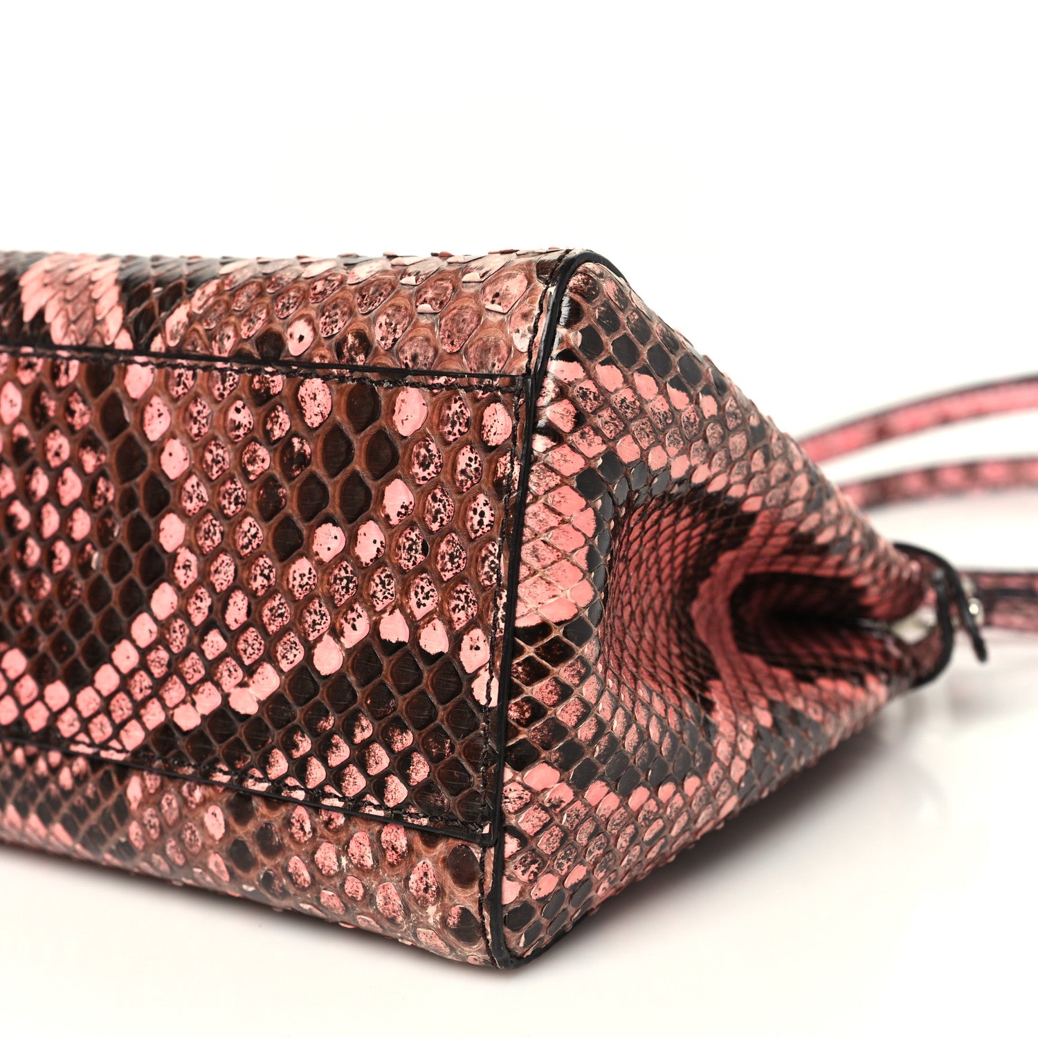 Fendi Snakeskin Shiny Nappa Mini Peekaboo Iconic Satchel Lollypop