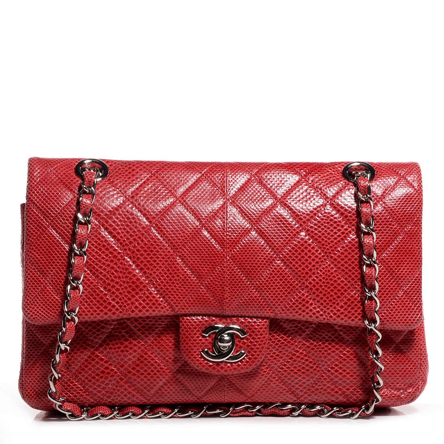 Chanel Lizard Quilted Medium Double Flap Red 1 of 9