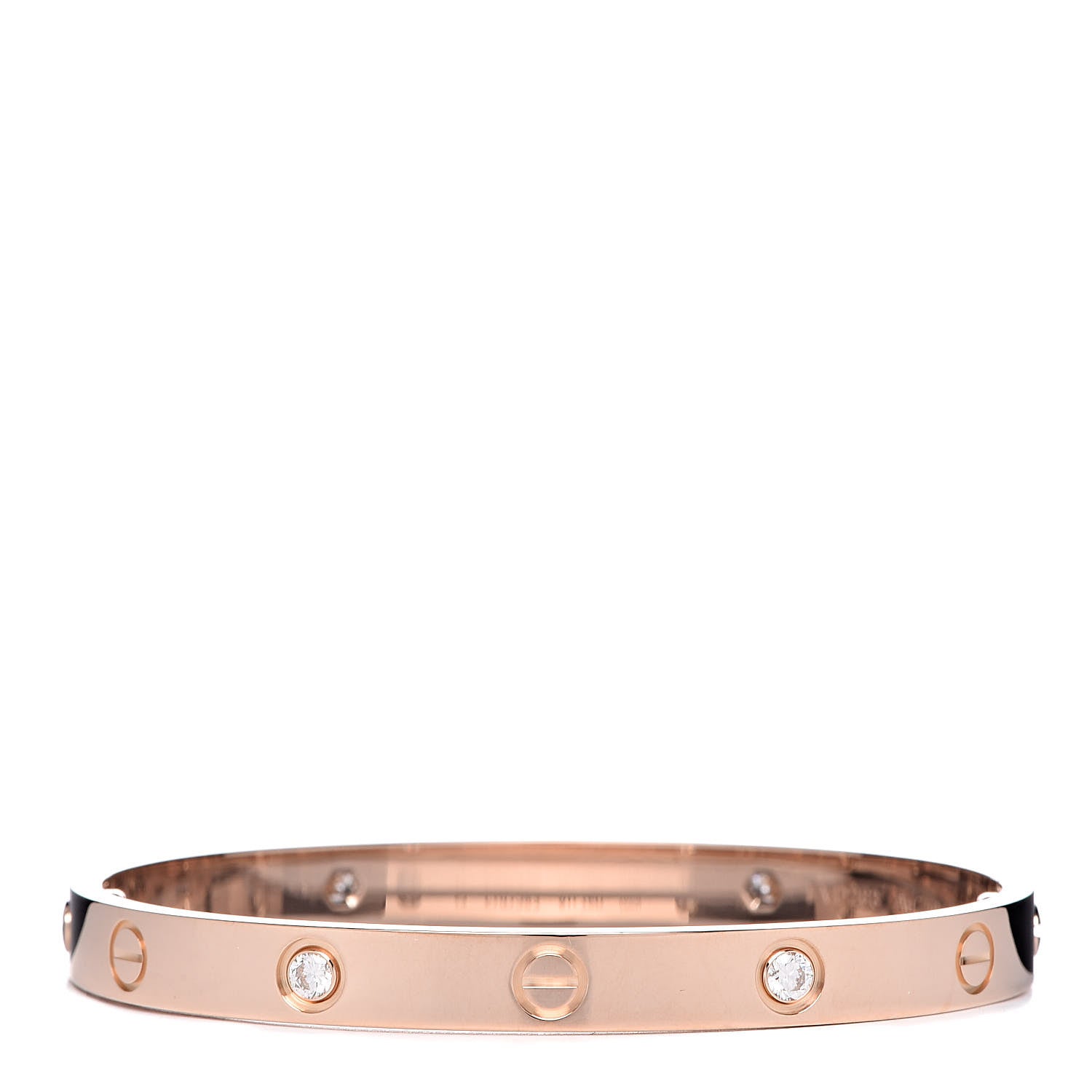 Cartier 18K Pink Gold 4 Diamond LOVE Bracelet 17 1 of 8