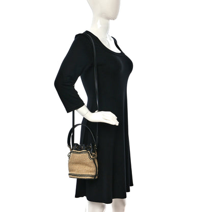 Fendi Straw F is Fendi Logo Crochet Mini Mon Tresor Bucket Bag Naturale Black 2 of 8