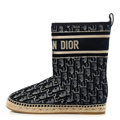 Christian Dior Velvet Oblique Granville Espadrille Boots 36.5 Deep Blue 1 of 8