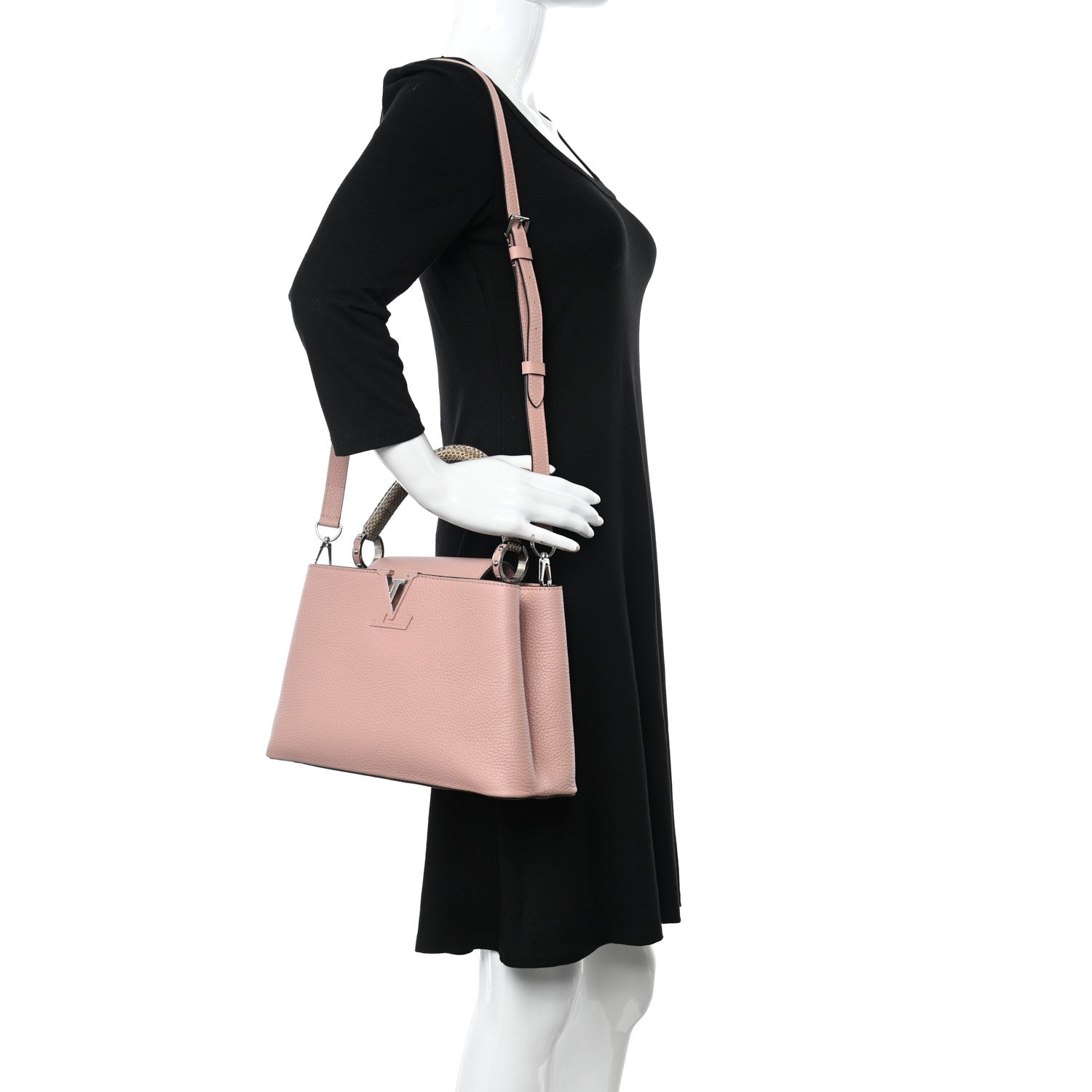 Louis Vuitton Taurillon Snakeskin Capucines PM Magnolia 2 of 9