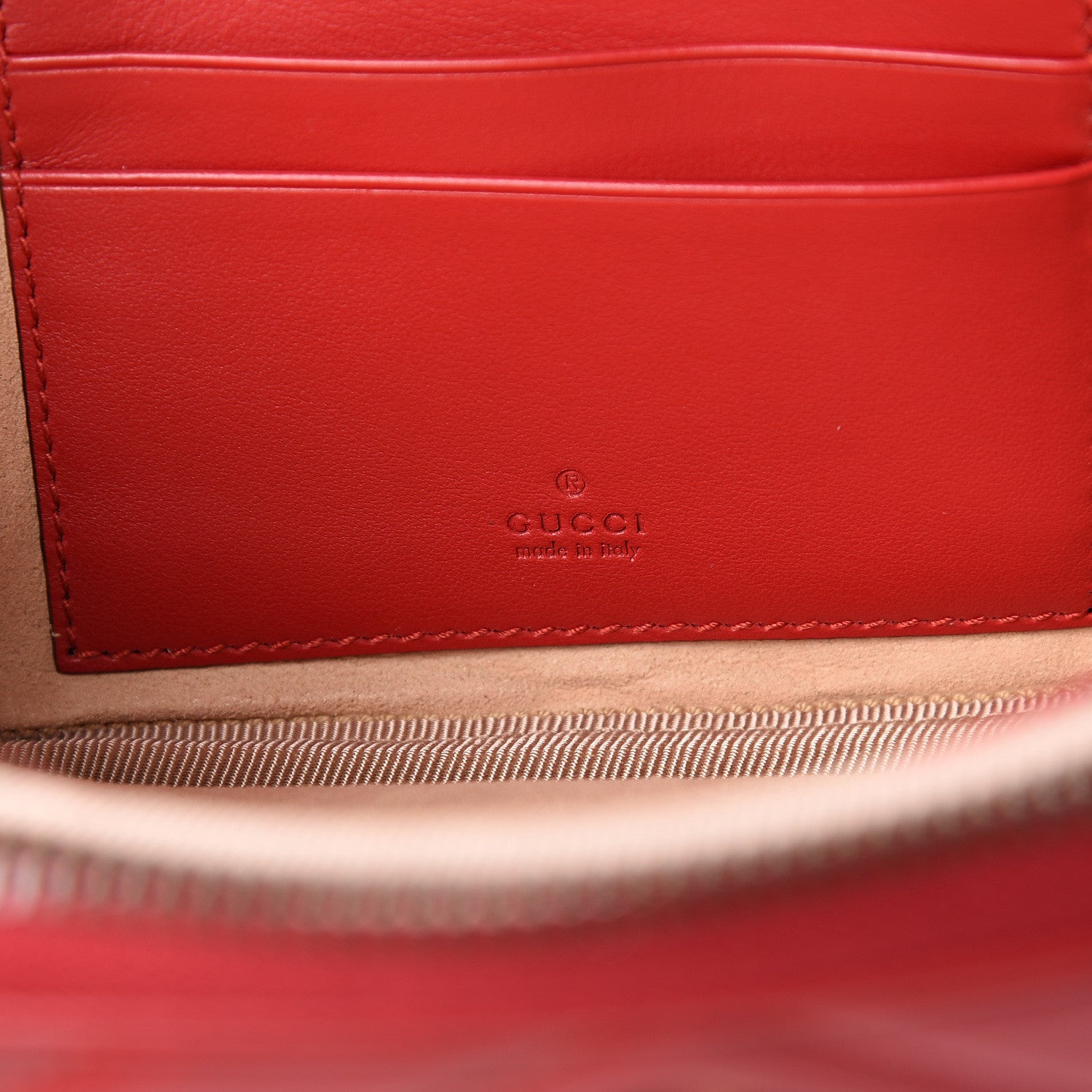 Gucci Calfskin Matelasse Mini GG Marmont Chain Crossbody Bag Hibiscus Red 7 of 12