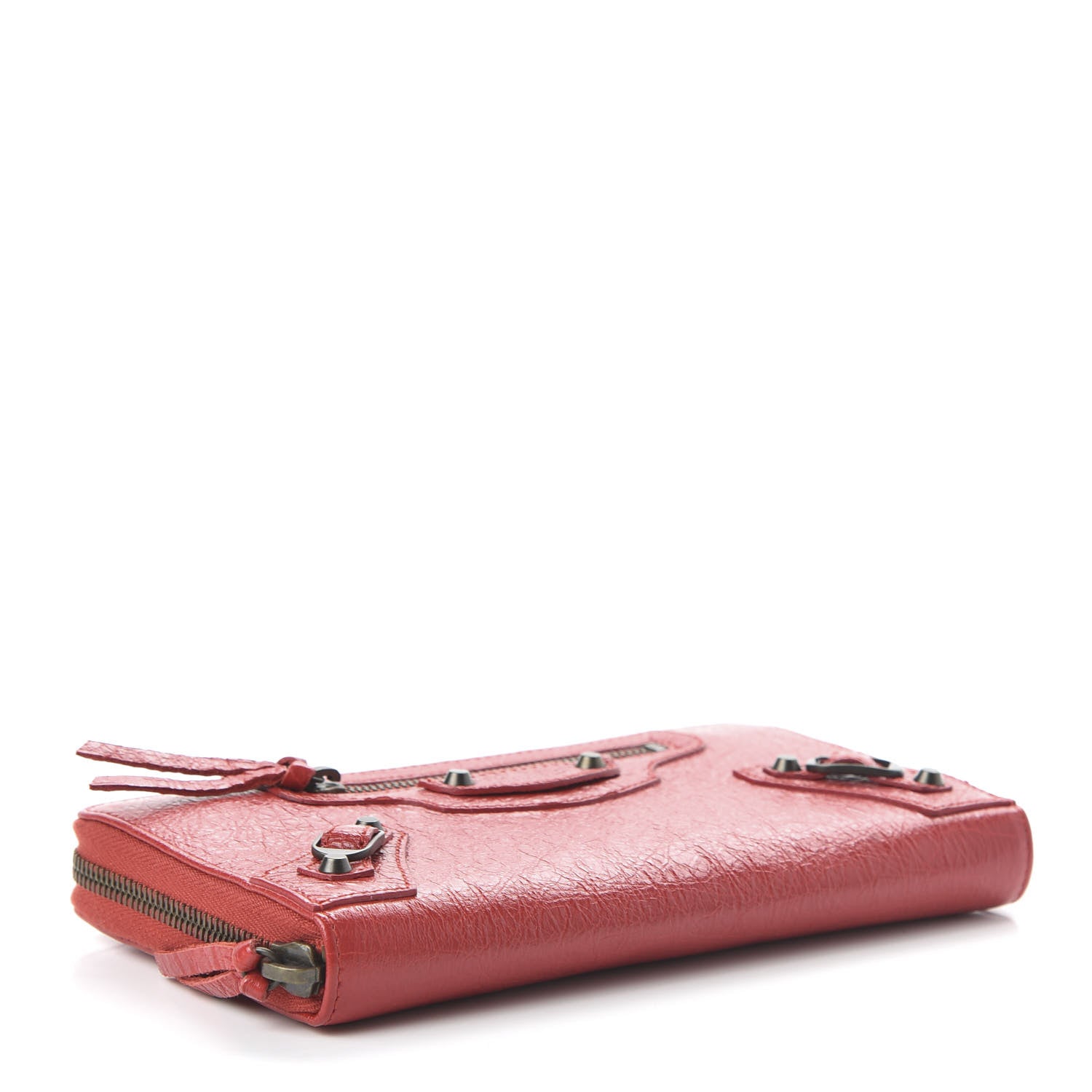 Balenciaga Agneau Classic Hardware Continental Zip Around Wallet Rouge Tango 4 of 9