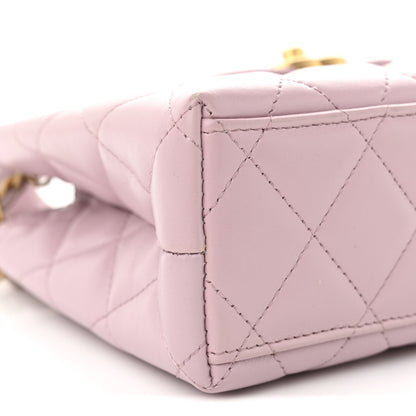 Chanel Shiny Aged Calfskin Quilted Nano Kelly Shopper Light Pink 9 of 10