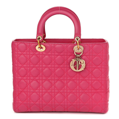 Christian Dior Lambskin Cannage Large Lady Dior Fuchsia 1 of 15