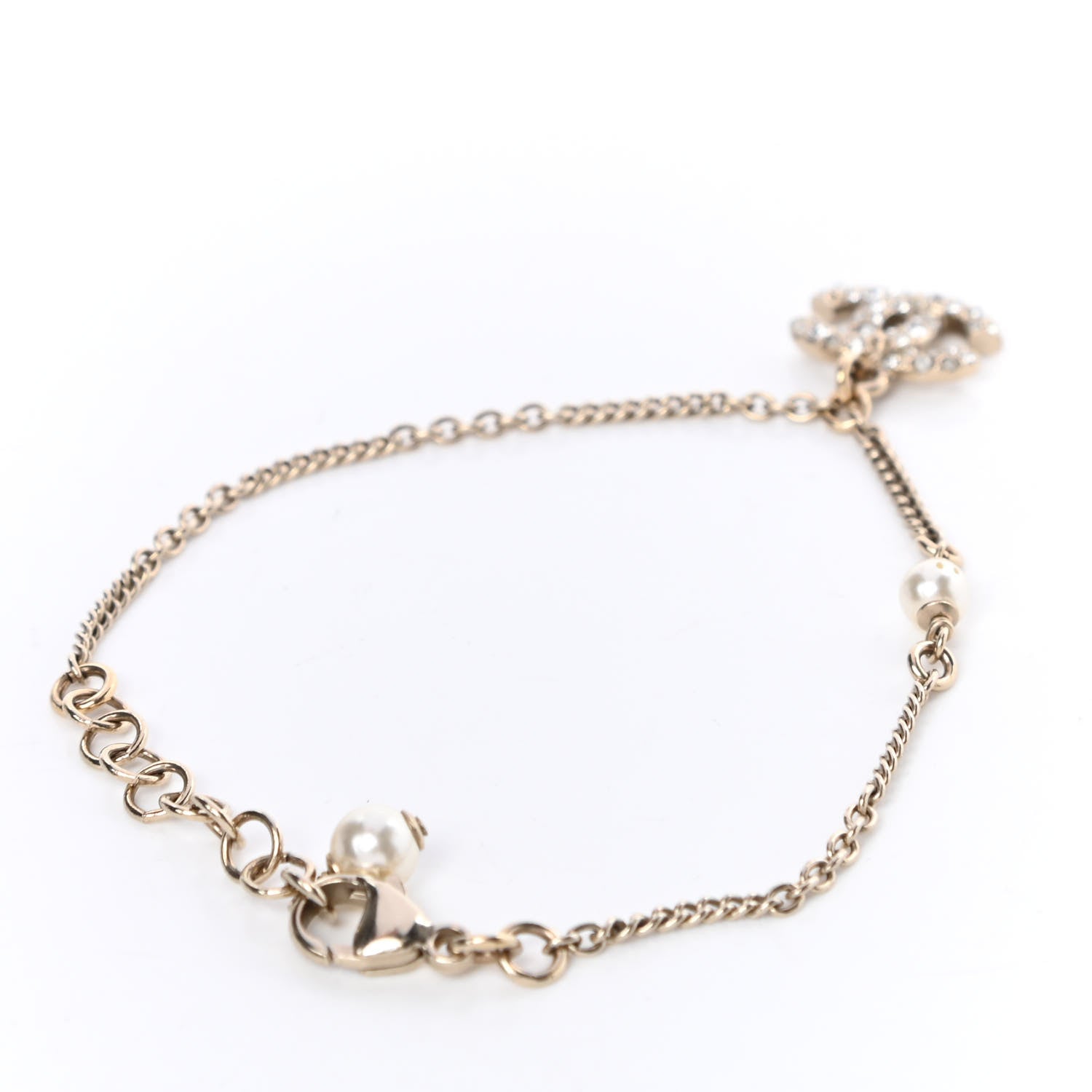 Chanel Pearl Crystal CC Bracelet Gold 3 of 5