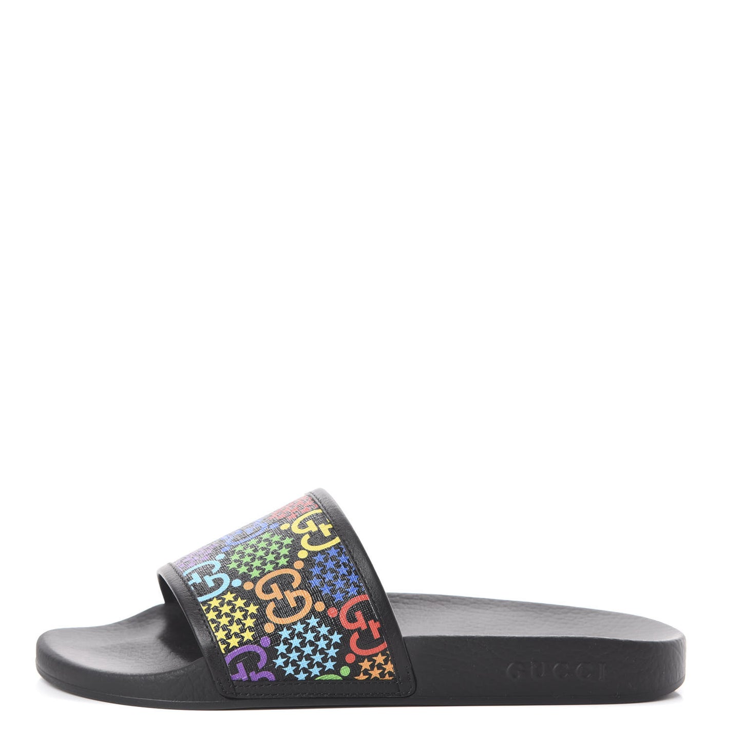 GG Supreme Monogram Psychedelic Mens Slide Sandals 9 Black Multicolor